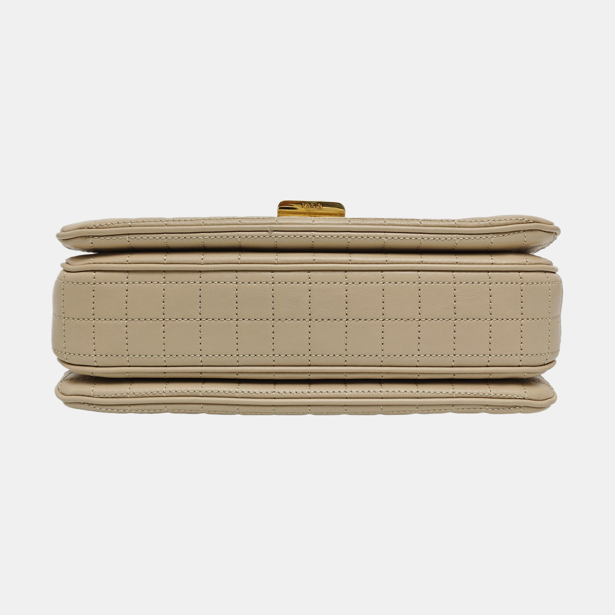 Authenticated pre-owned  C Medium Quilted Calfskin Beige - Shoulder Bag at Looply