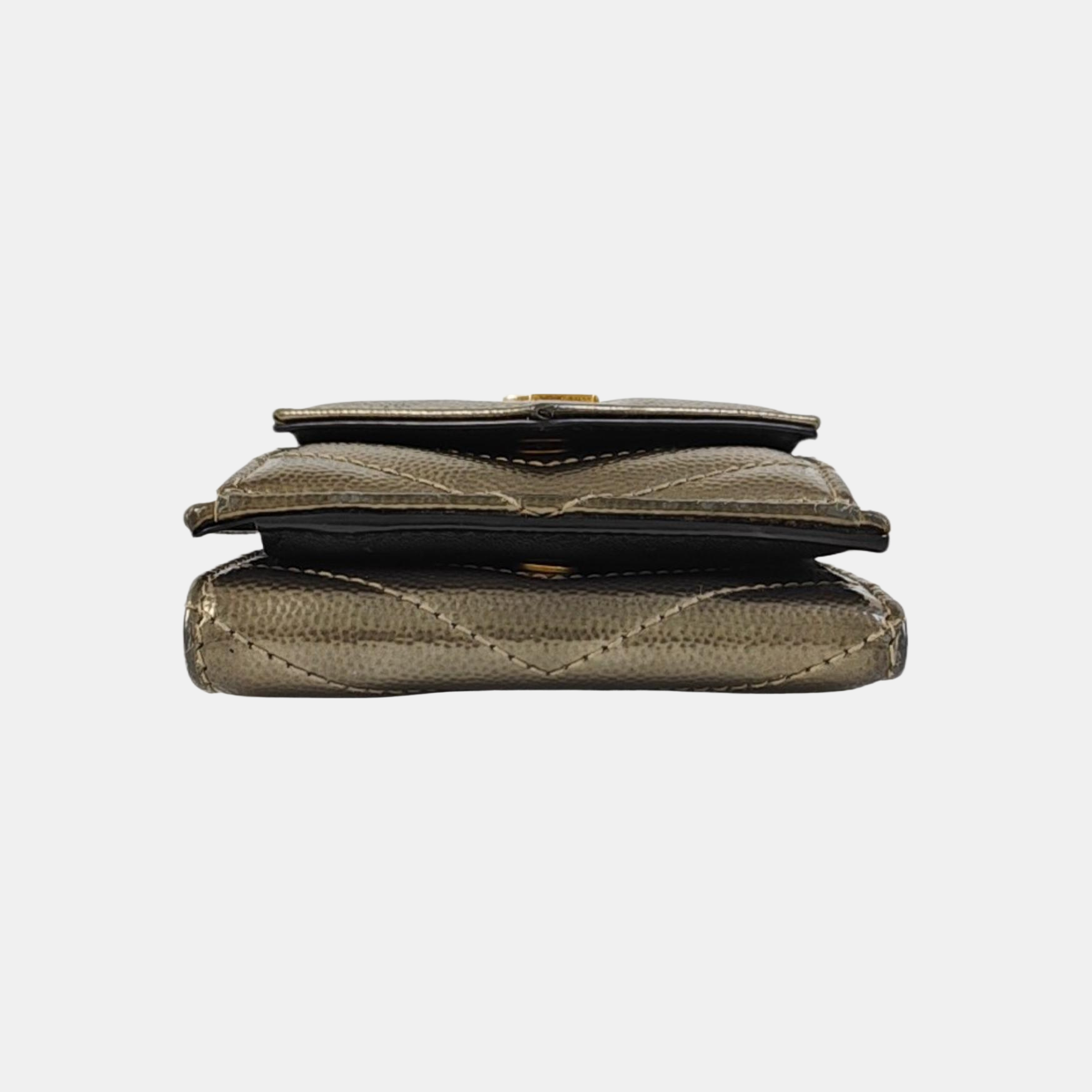 Chevron Calfskin Wallet Gray