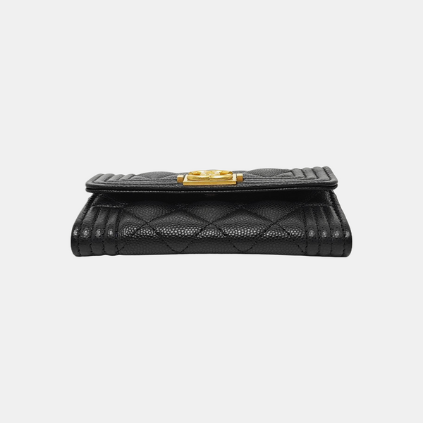 Cartera BOY CHANEL de piel de becerro granulada acolchada negra