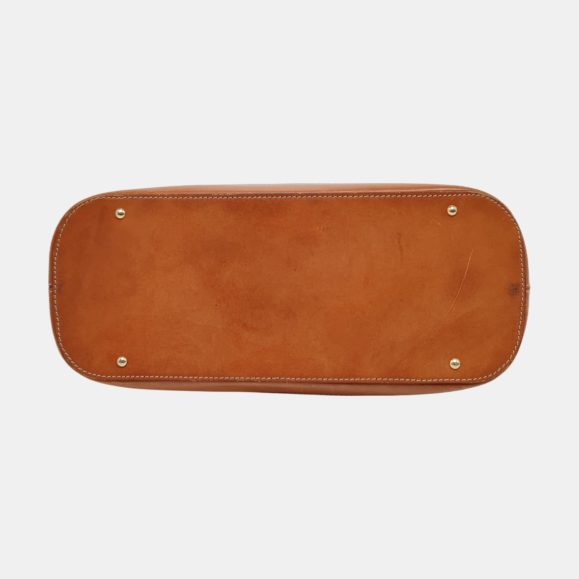 Coated Canvas Top Handle Bag Brown