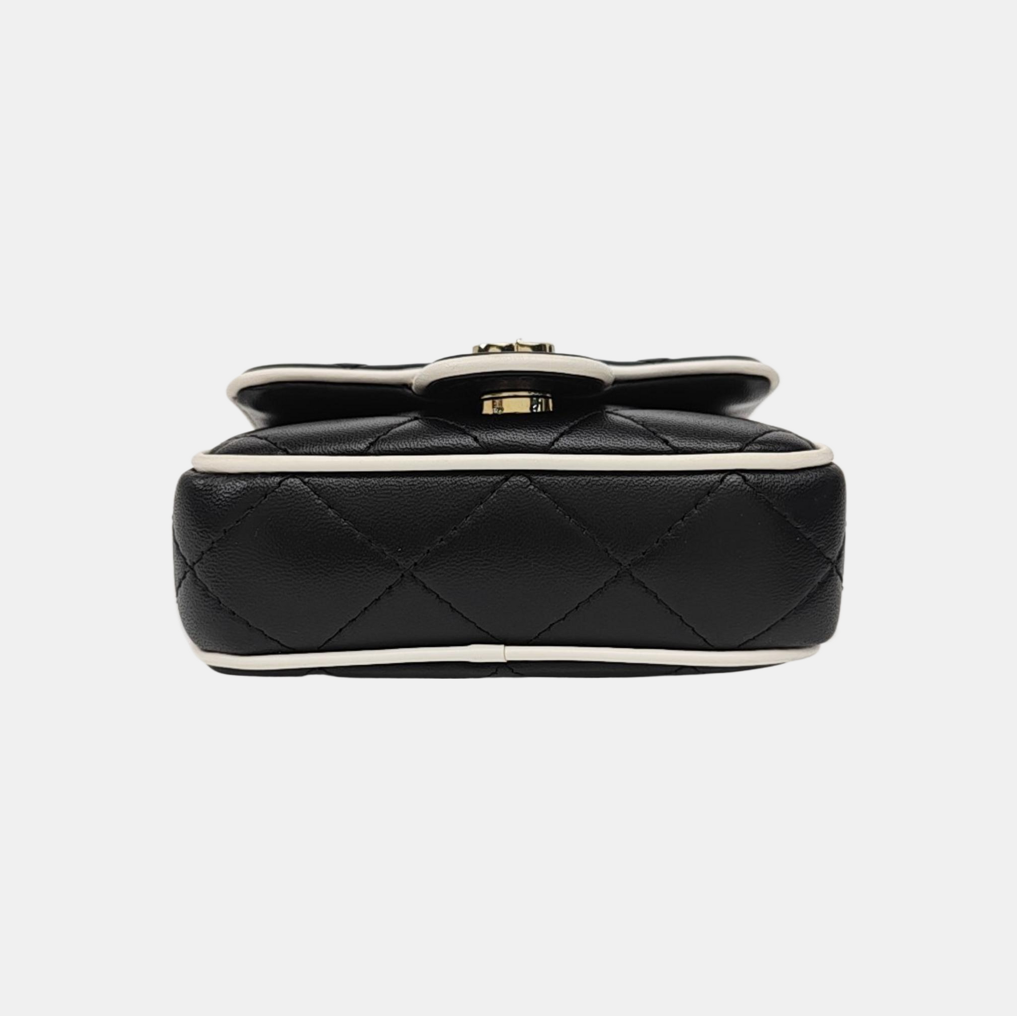 Quilted Lambskin Shoulder Bag Black