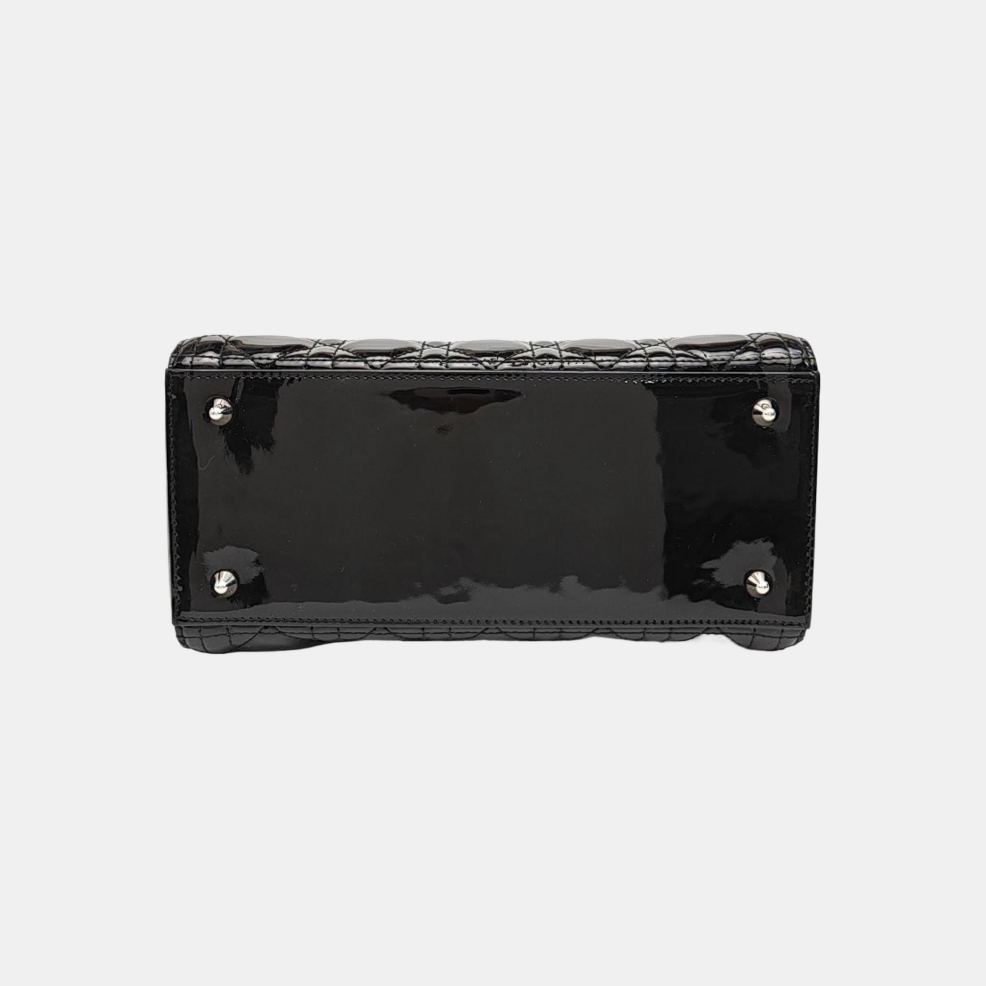 Lady Dior Medium Cannage Patent Leather Black