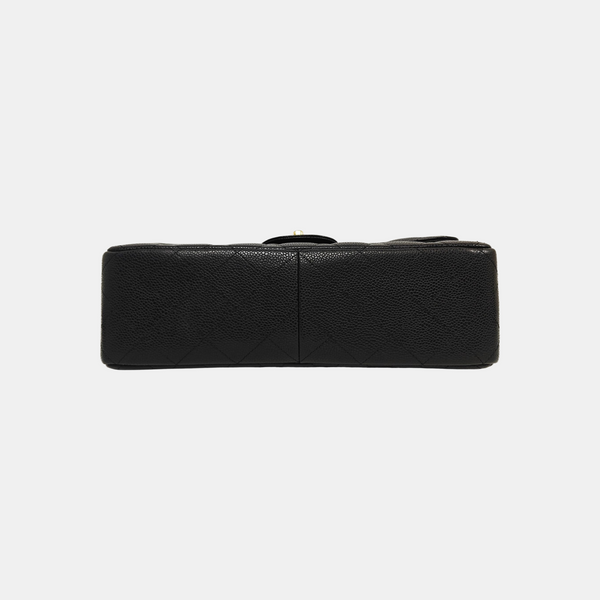 CLASSIC FLAP Jumbo Quilted Grained Calfskin Black