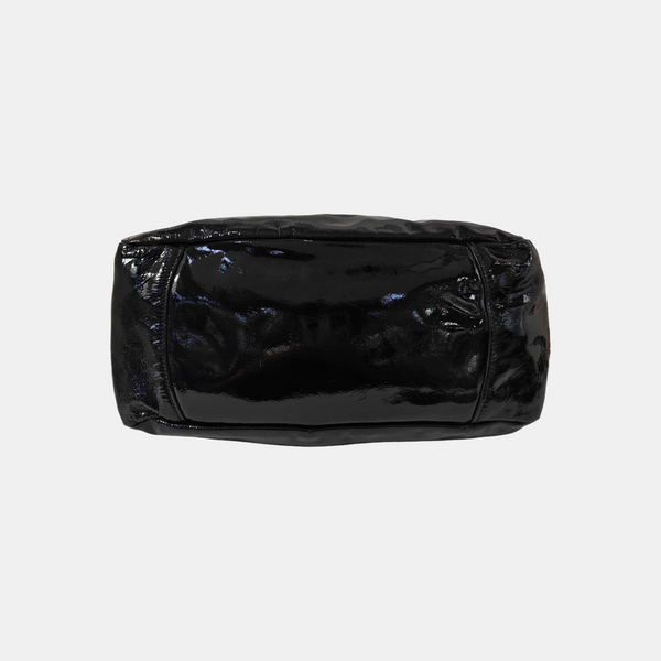 Patent Leather Top Handle Bag Black