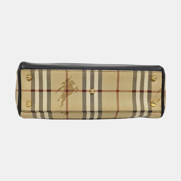 Coated Canvas Top Handle Bag Beige