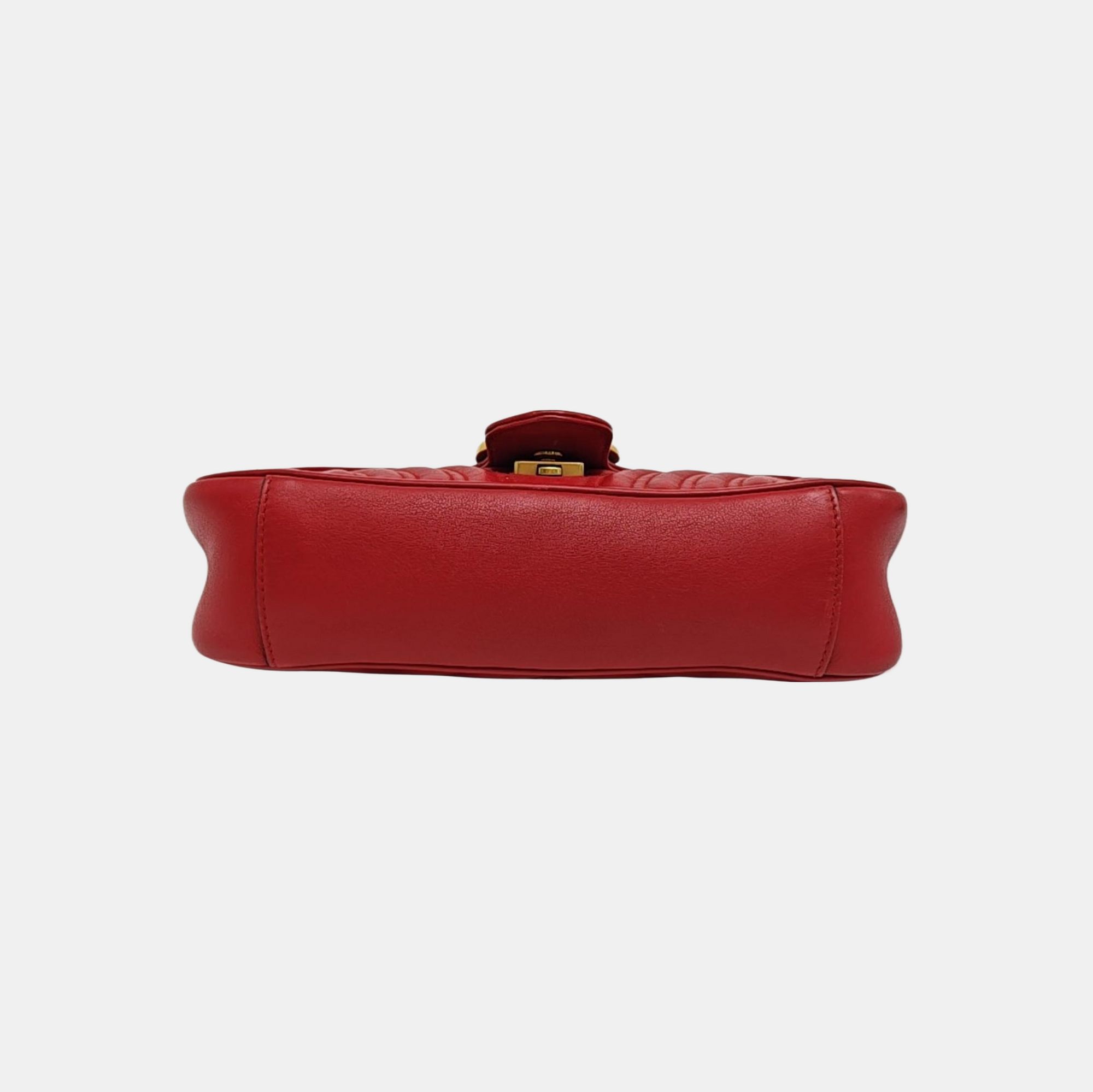 GG Marmont Medium Quilted Calfskin Red
