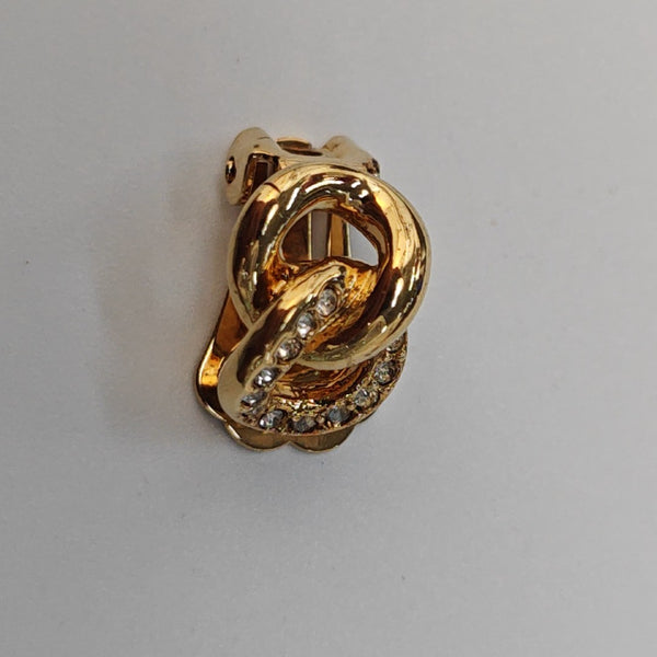 Twist Round Metal Gold Clip On Earrings