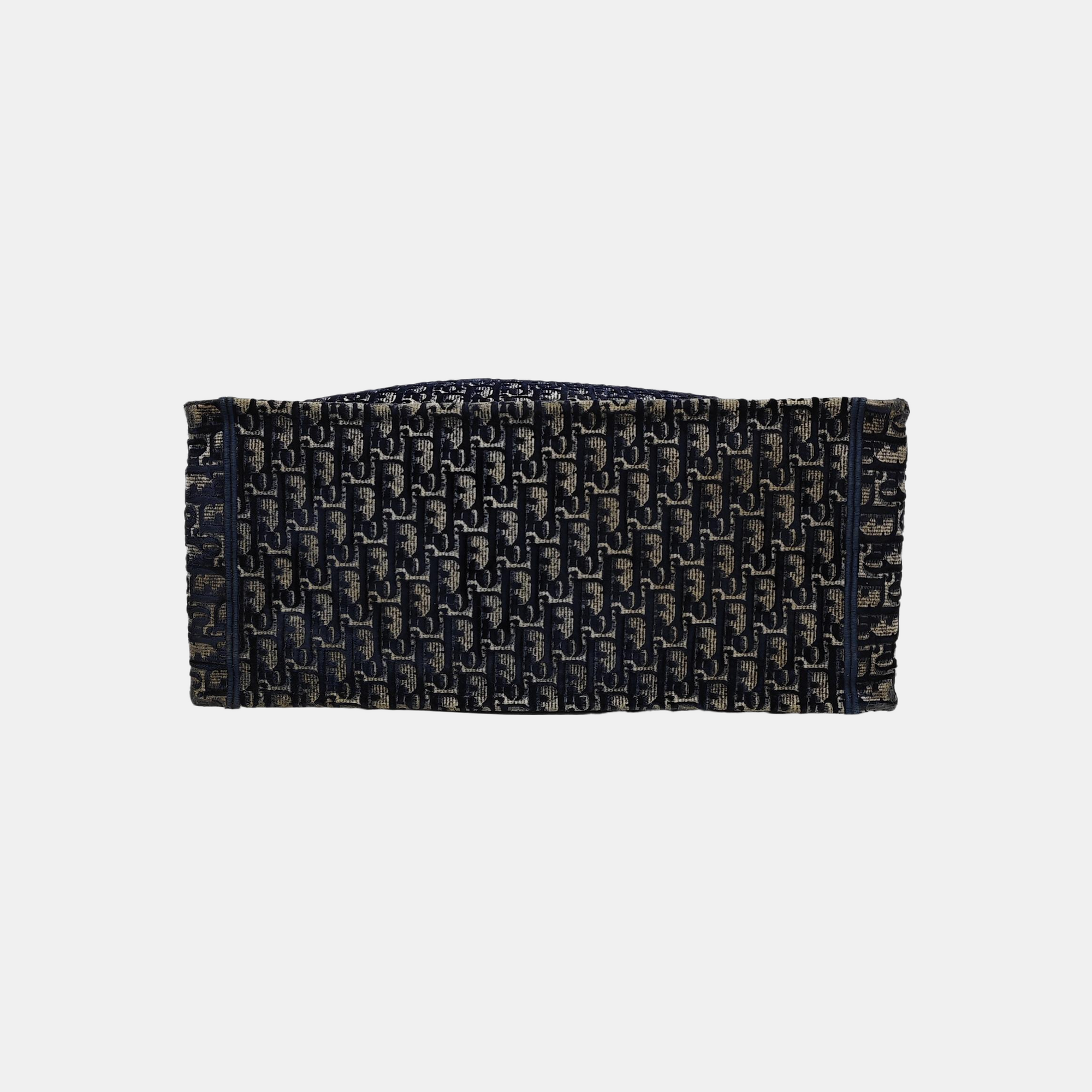 Book Tote Large Oblique Velvet Blue
