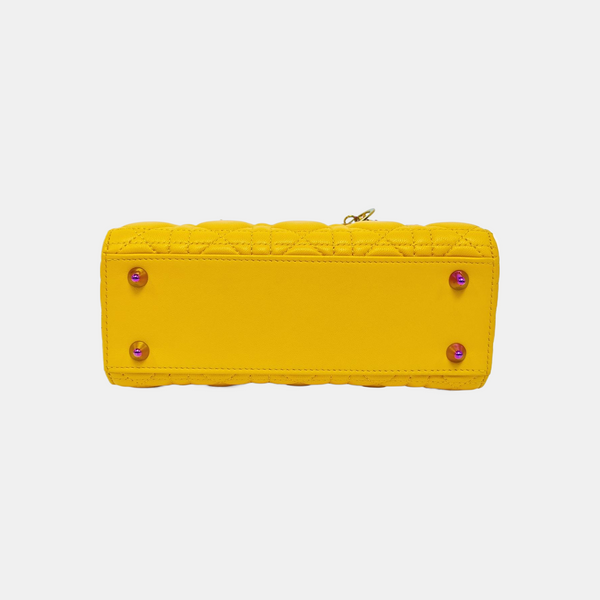 Lady Dior Small Cannage Lambskin Yellow