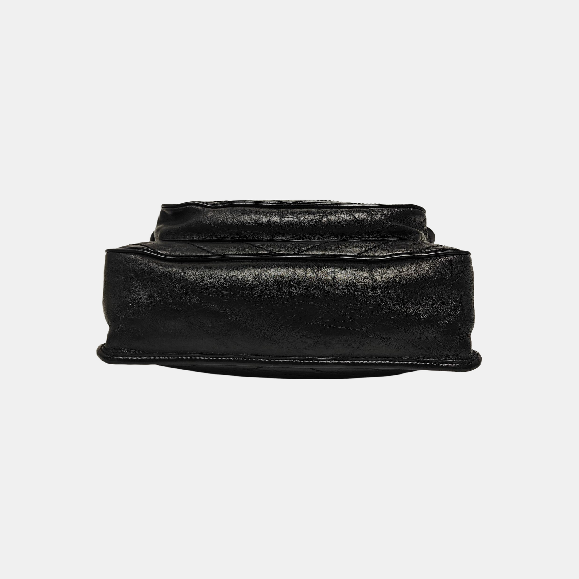 NIKI Large Chevron Calfskin Black