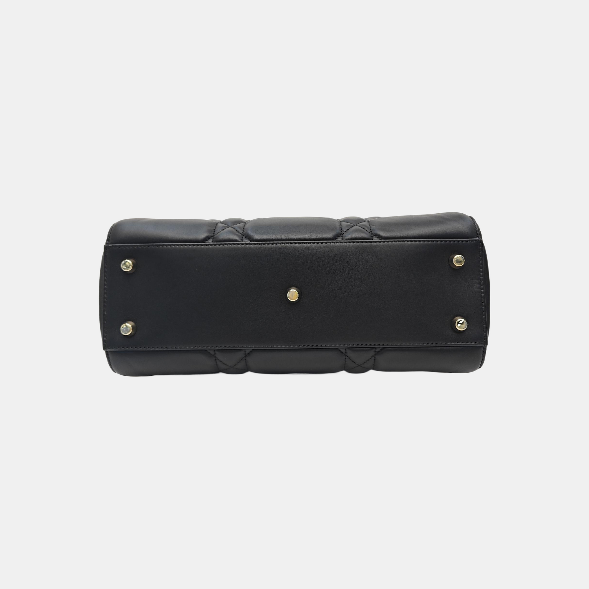 Lady D-Sire Medium Cannage Calfskin Black