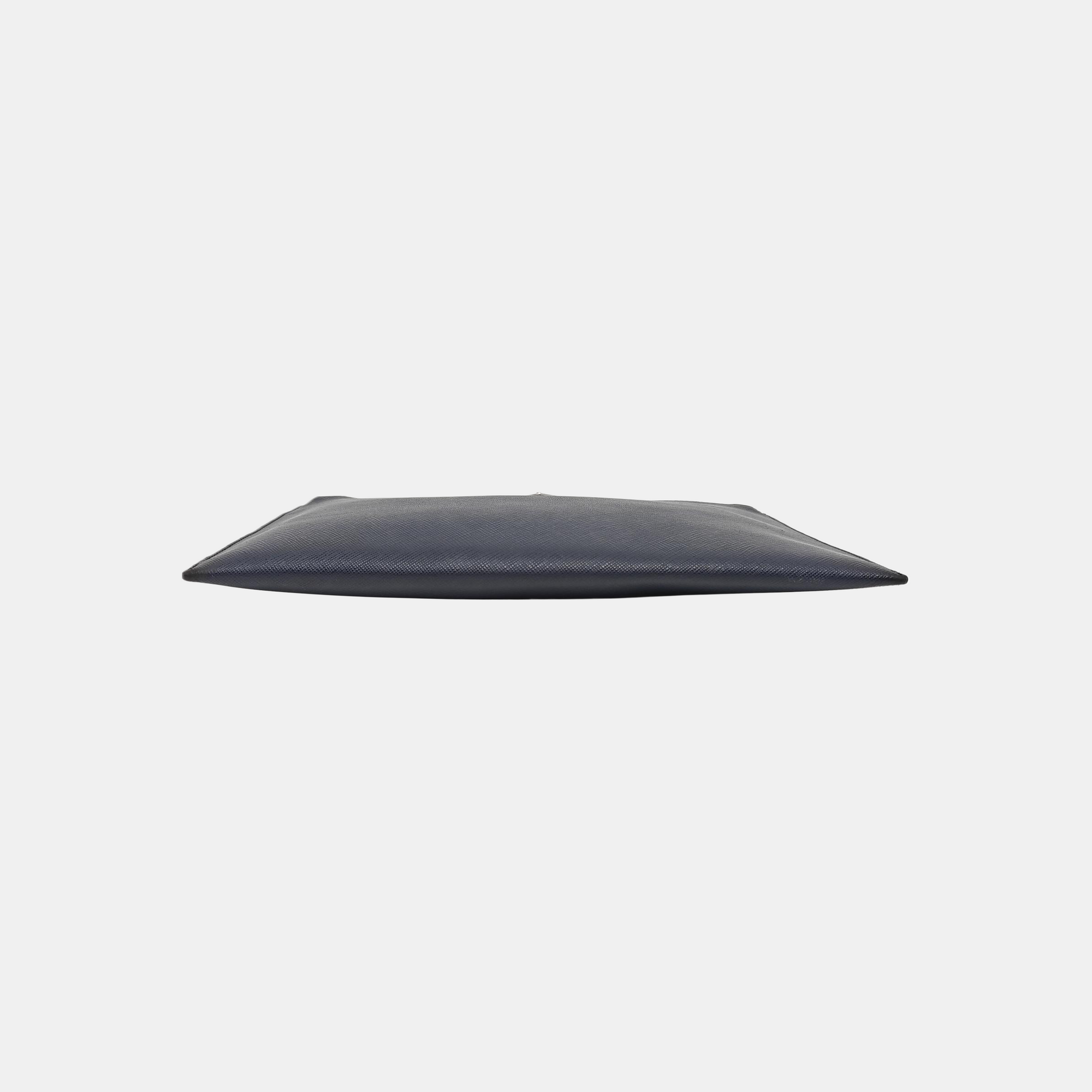 Saffiano Calfskin Clutch Blue