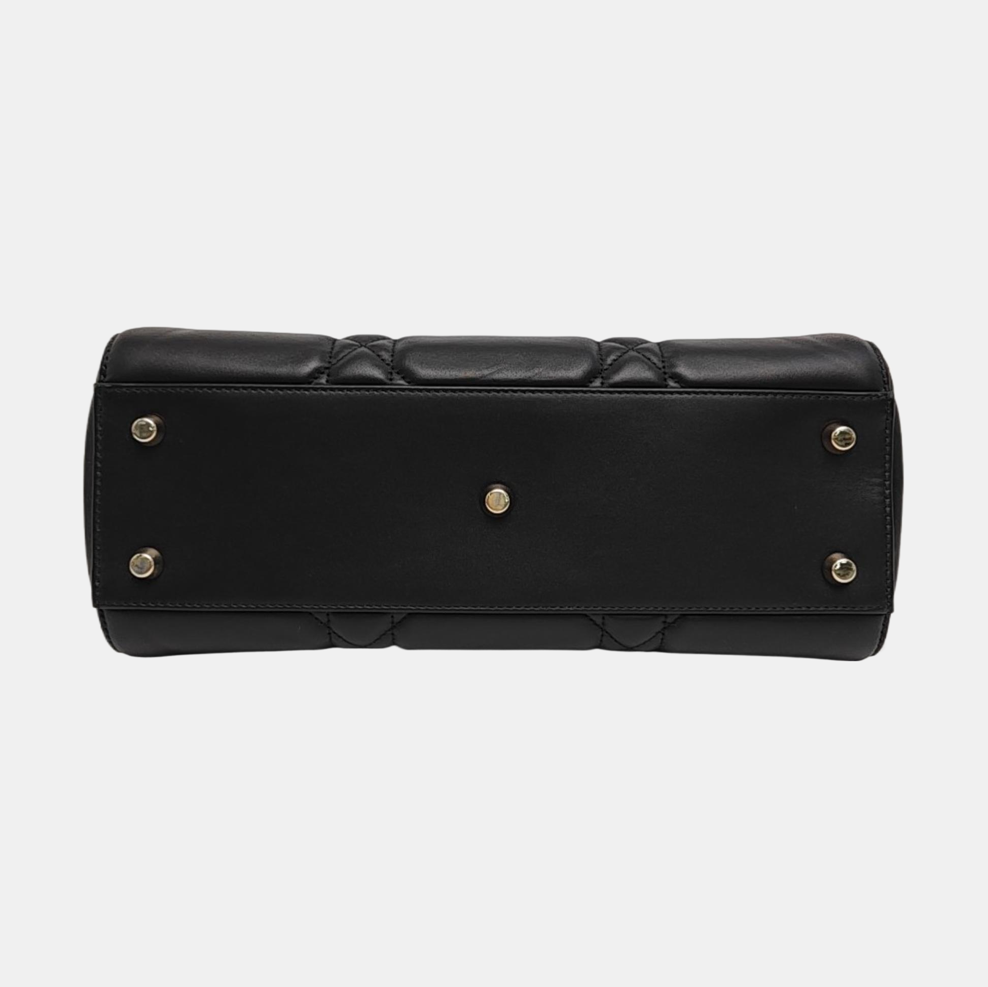 Lady D-Sire Medium Cannage Calfskin Black