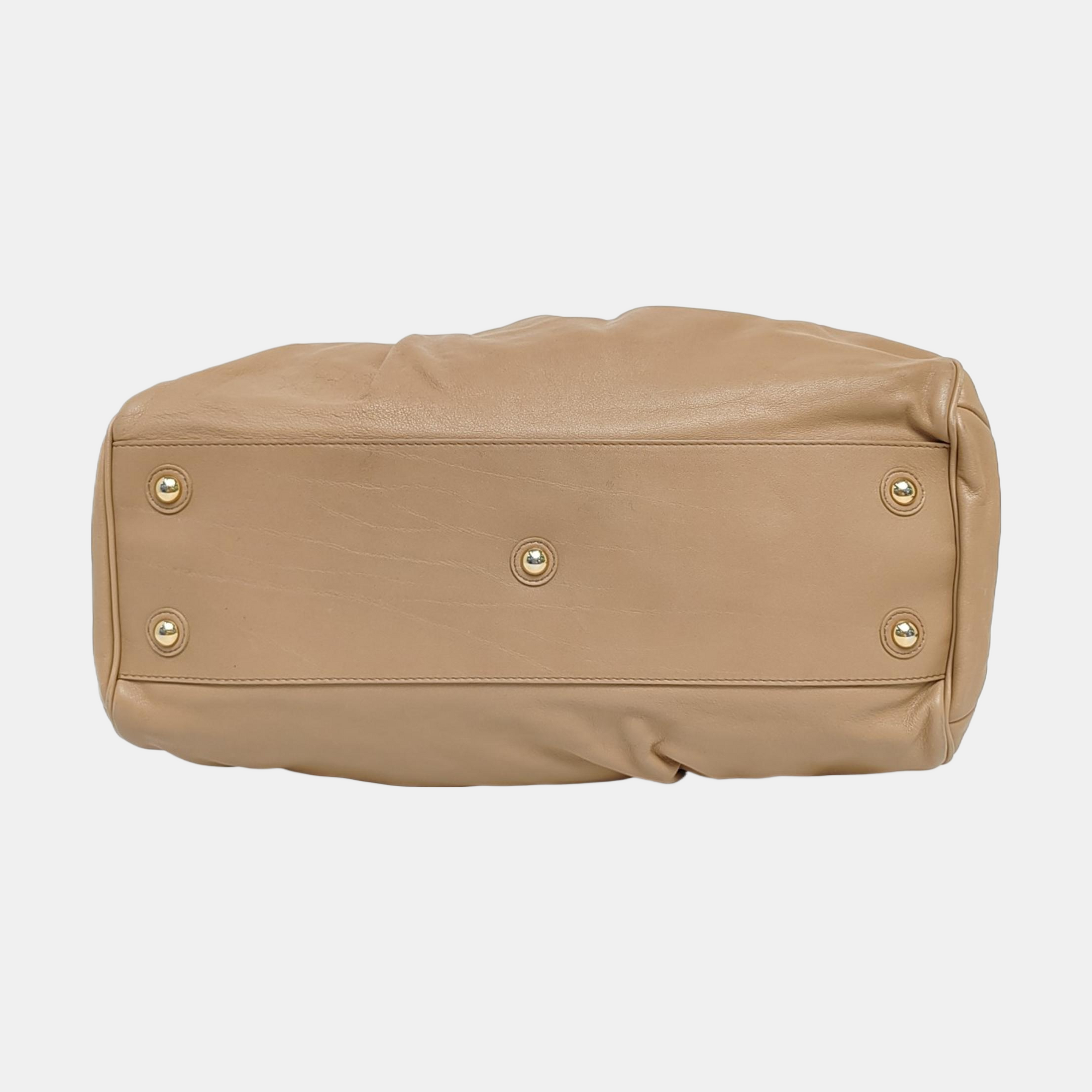 Quilted Calfskin Tote Bag Beige