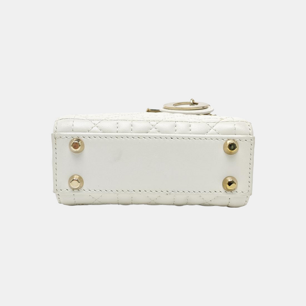 Lady Dior Super Mini Quilted Lambskin White