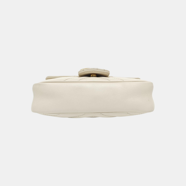 GG Marmont Mini Quilted Calfskin White