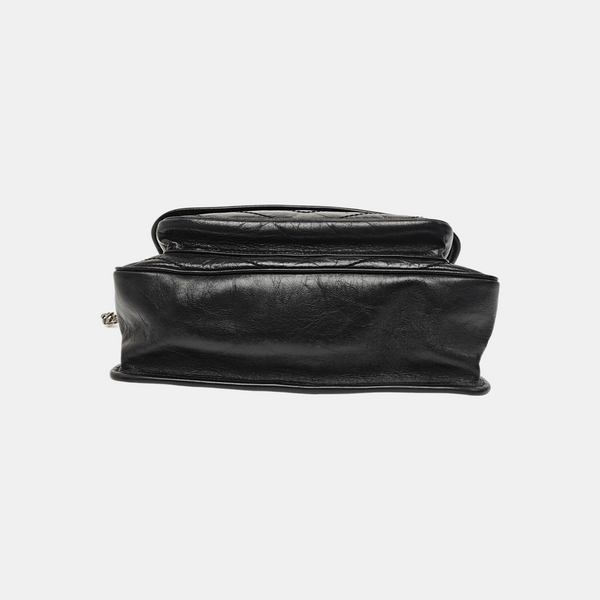NIKI Medium Chevron Calfskin Black