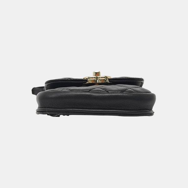 Quilted Lambskin Belt Bag Black