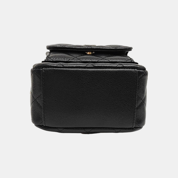 Quilted Grained Calfskin Backpack Mini Black