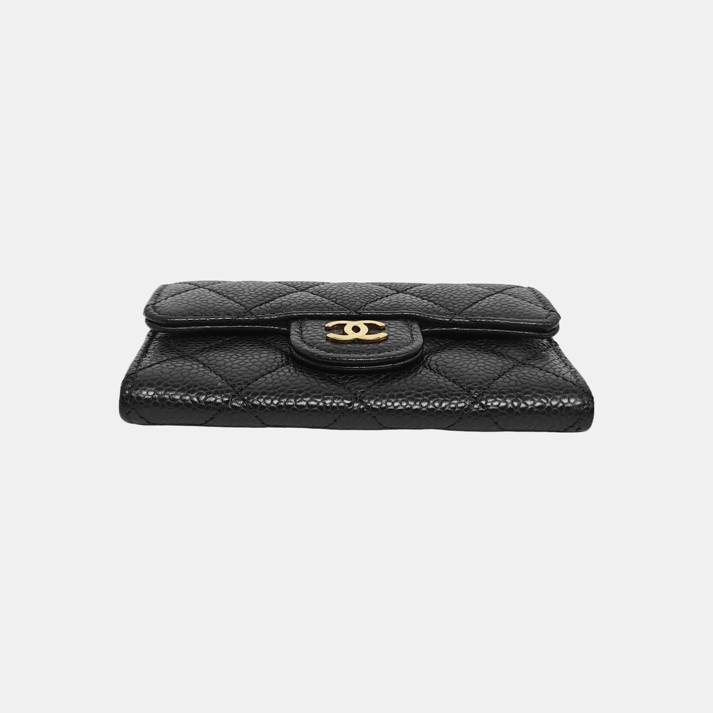 CLASSIC FLAP Quilted Grained Calfskin Black Card Holder