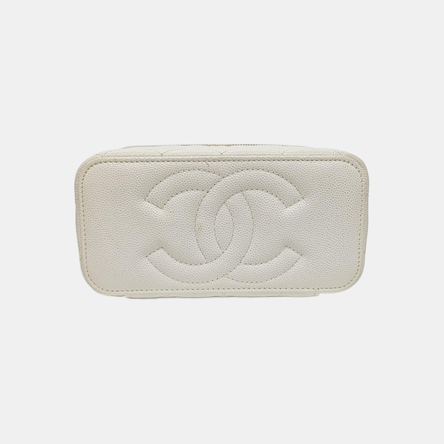 VANITY CASE Small Quilted Grained Calfskin White