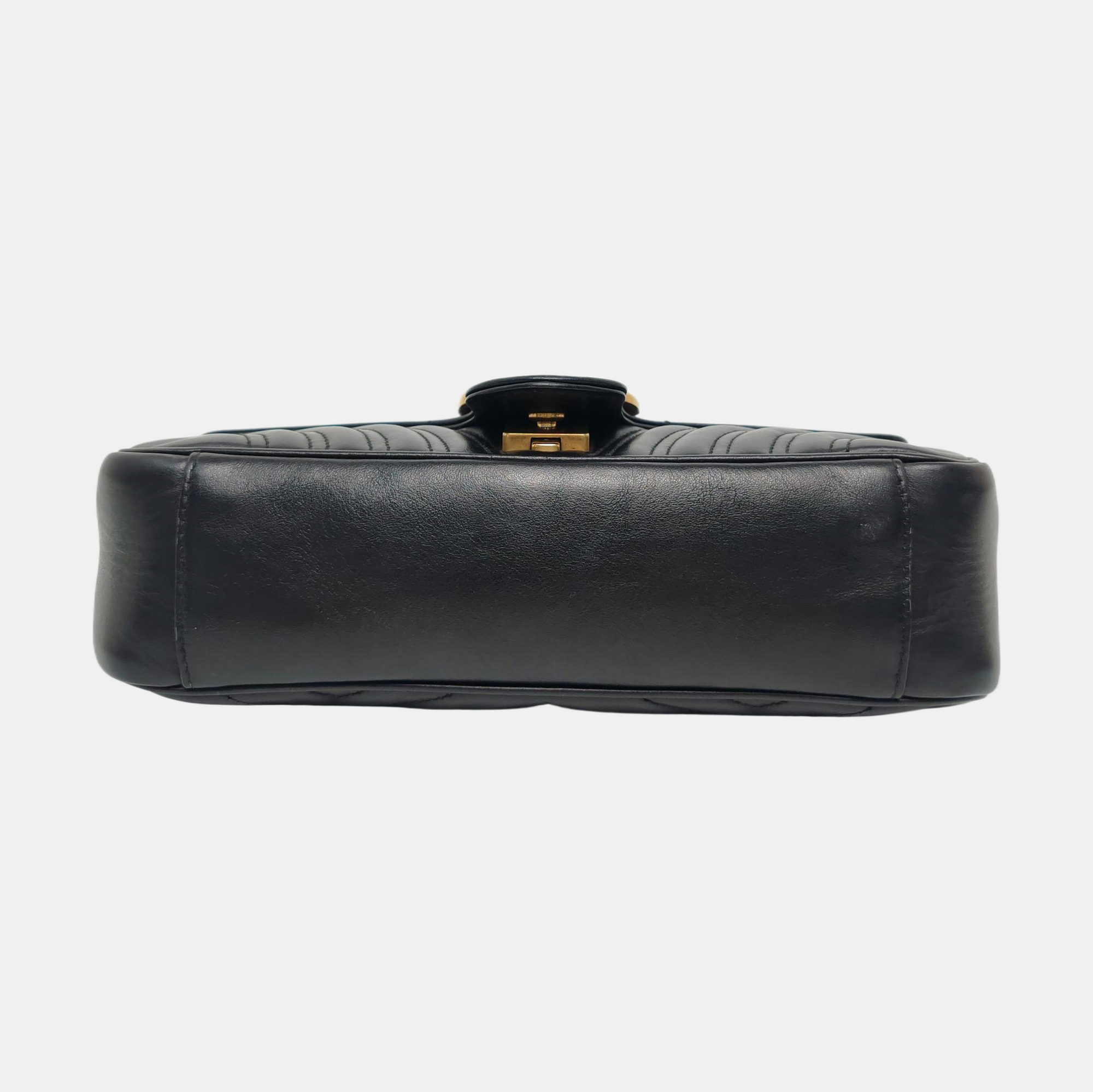 GG Marmont Medium Quilted Calfskin Black