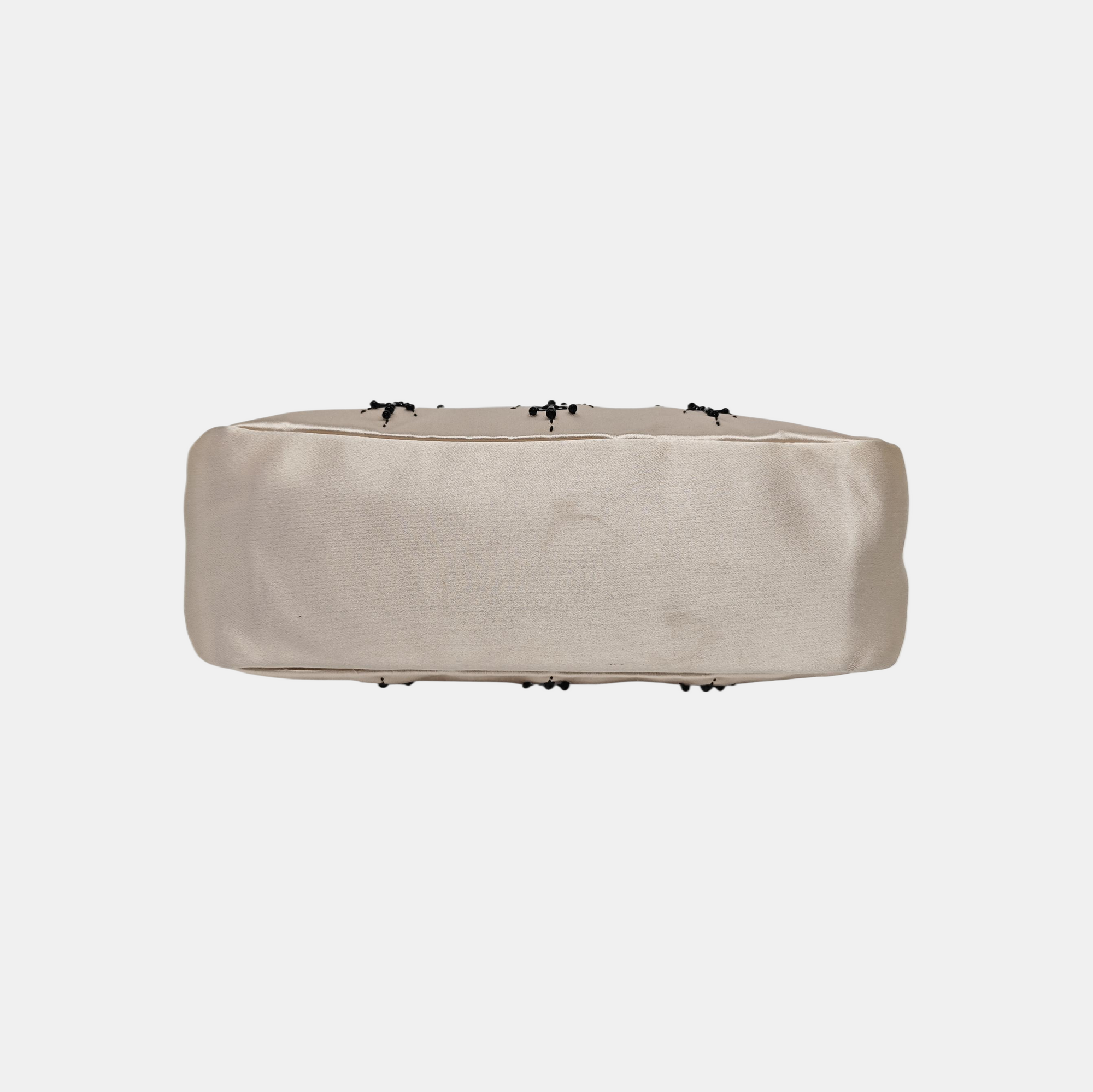 Silk Satin Top Handle Bag Beige