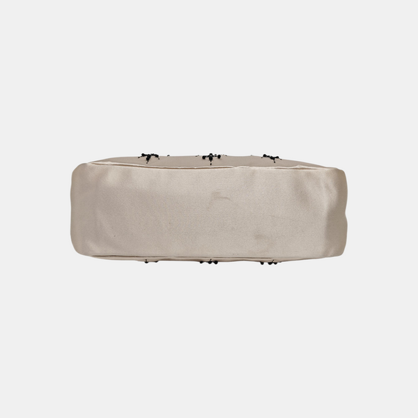 Silk Satin Top Handle Bag Beige