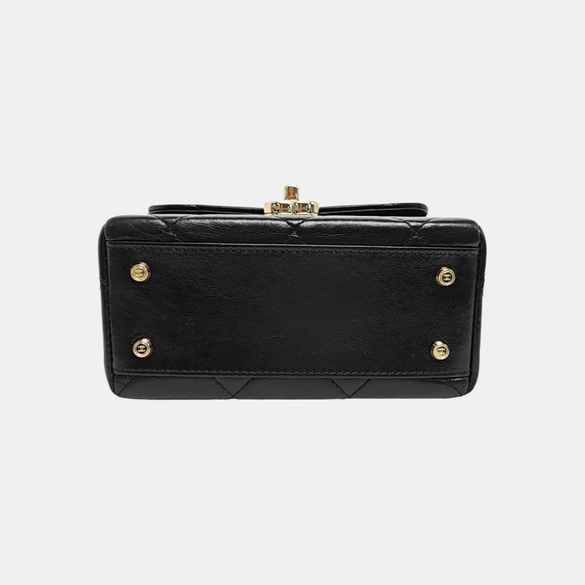 Quilted Calfskin Shoulder Bag Mini Black