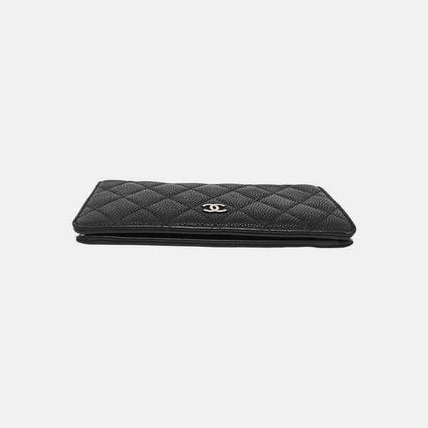 Quilted Grained Calfskin Wallet Black