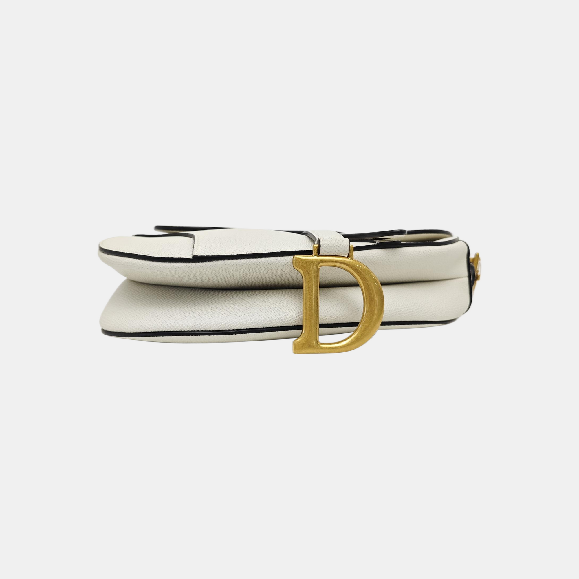 Saddle Medium Calfskin White