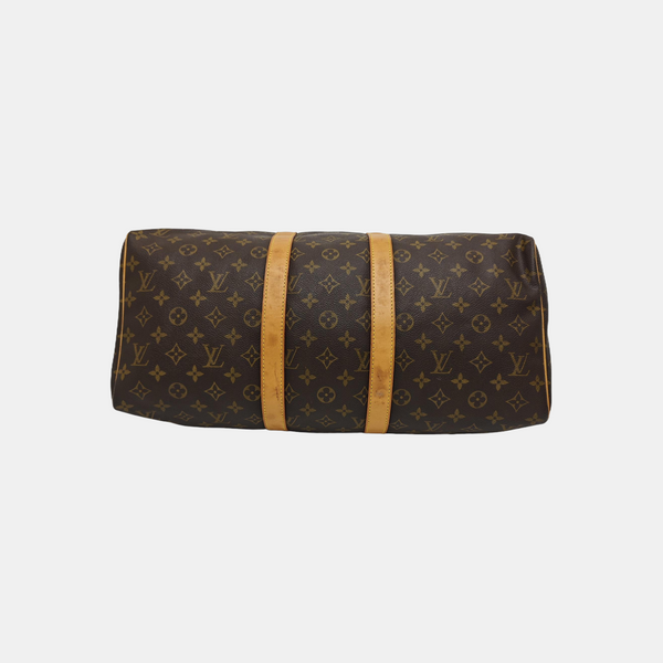 KEEPALL 45 Monogram Coated Canvas Brown