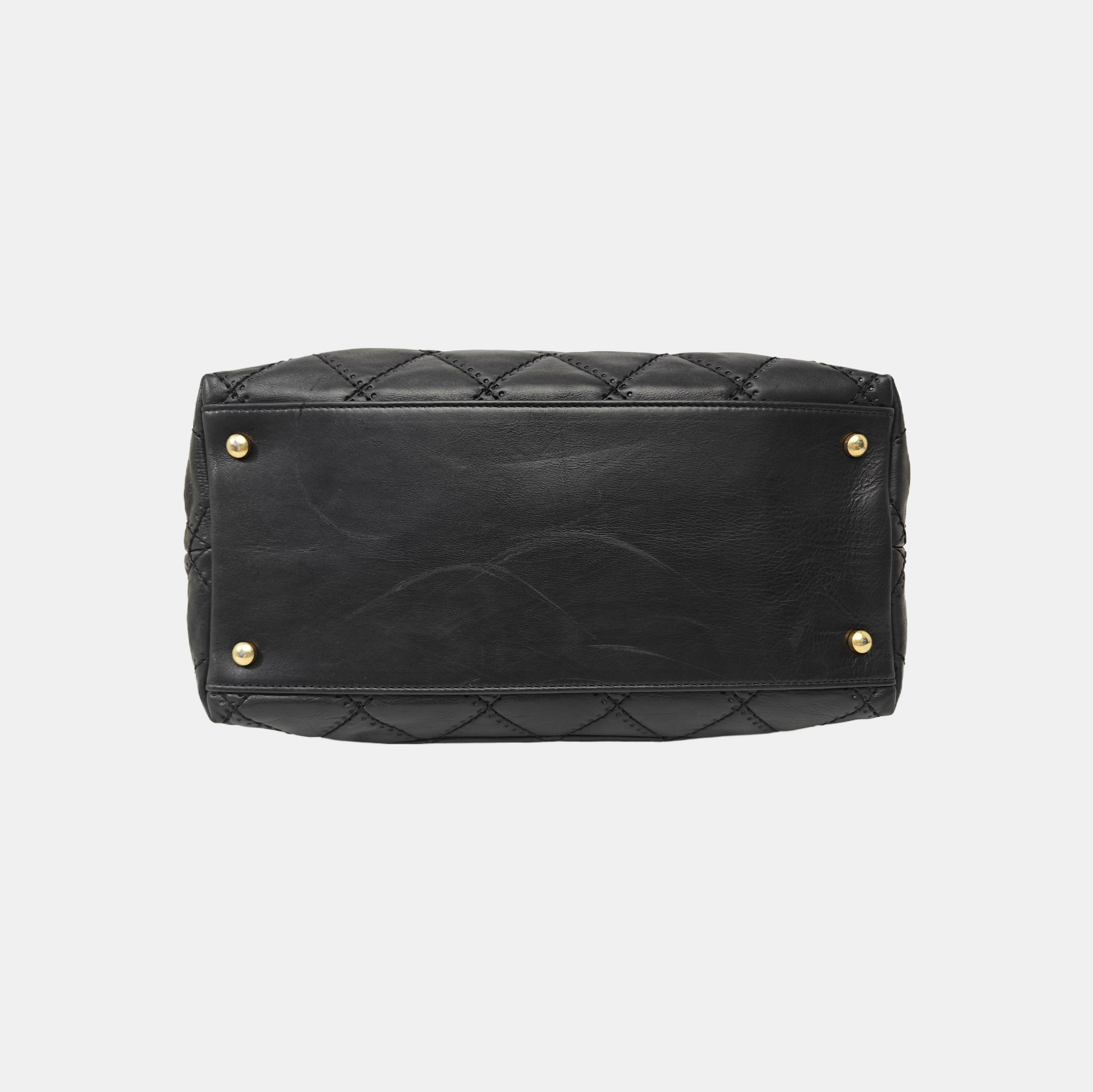 Quilted Calfskin Tote Bag Black