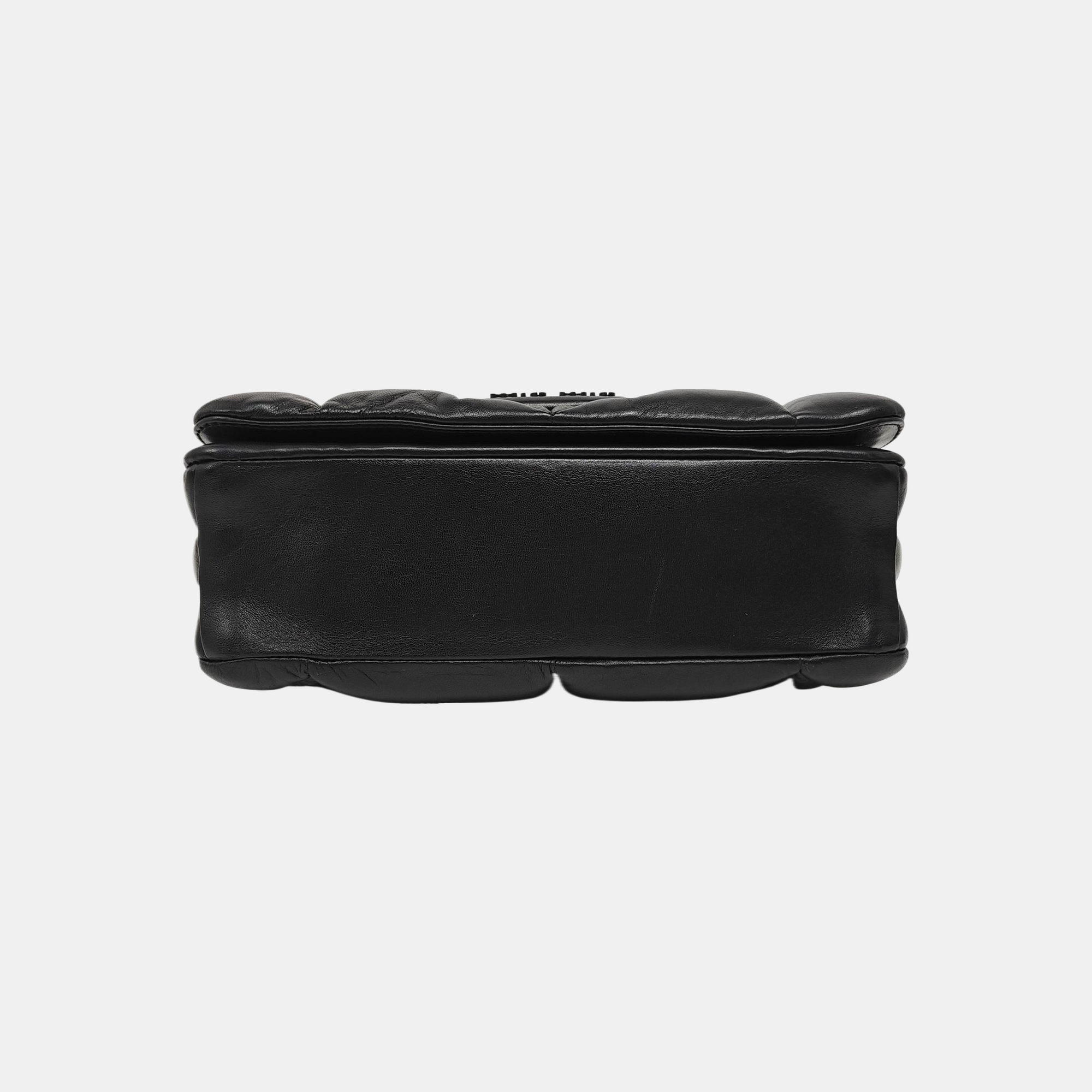 Quilted Lambskin Shoulder Bag Black