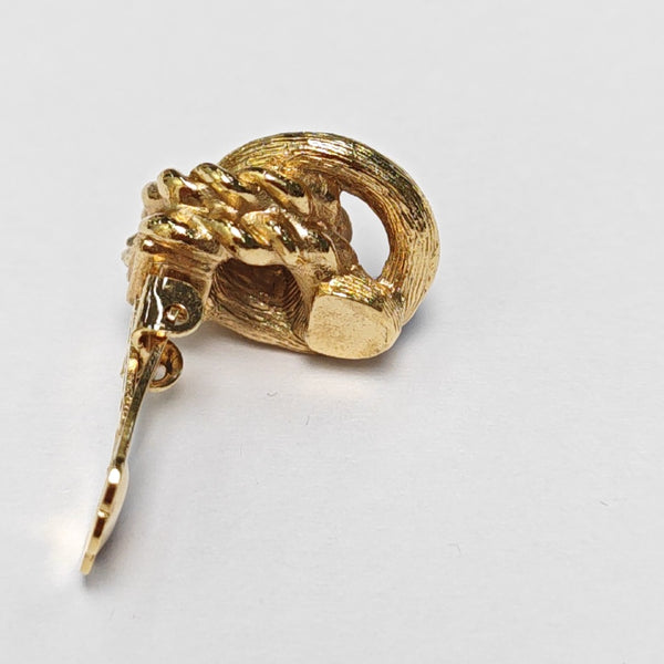 Twist Round Metal Gold Clip On Earrings