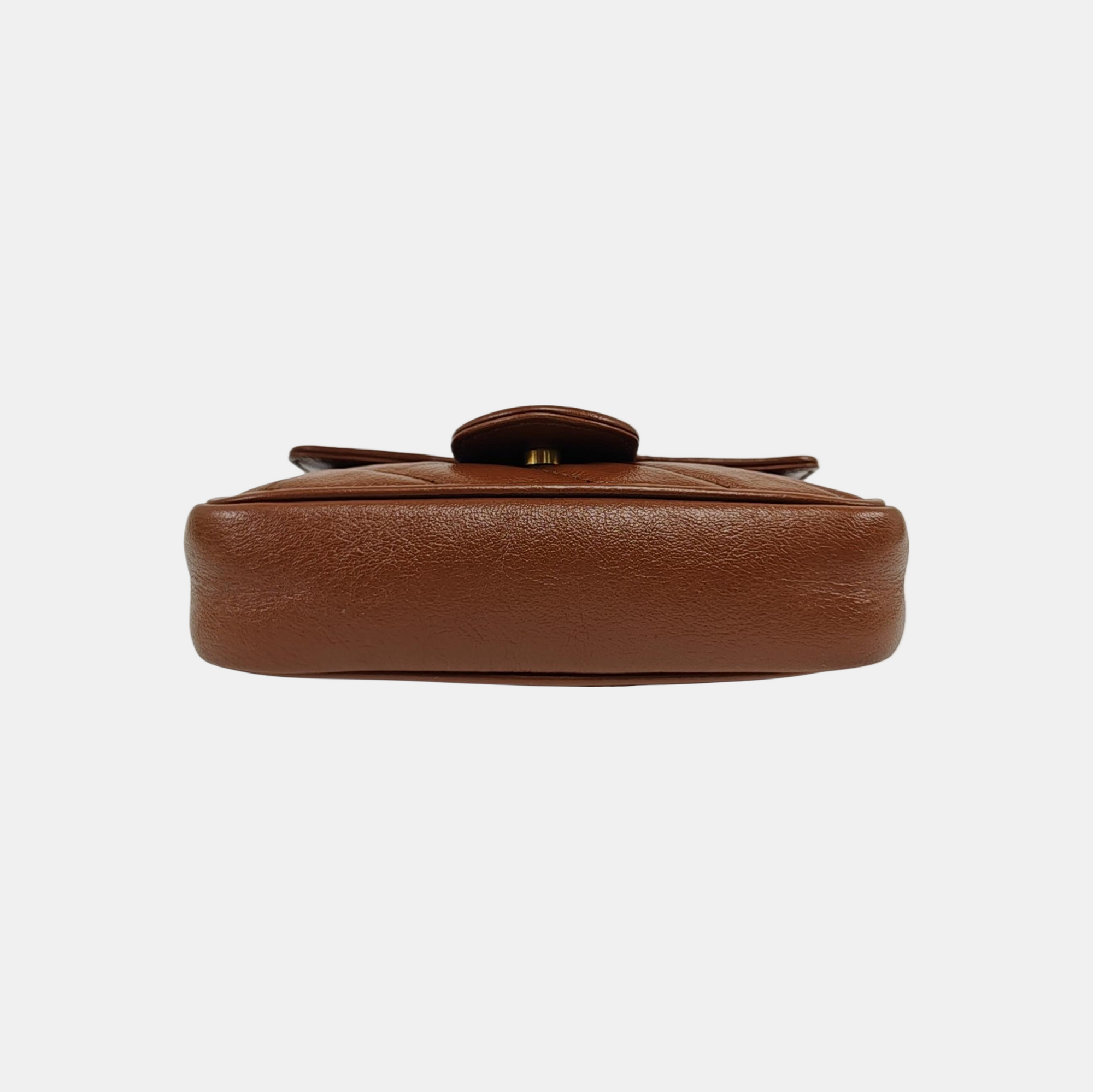 GG Marmont Mini Quilted Calfskin Brown