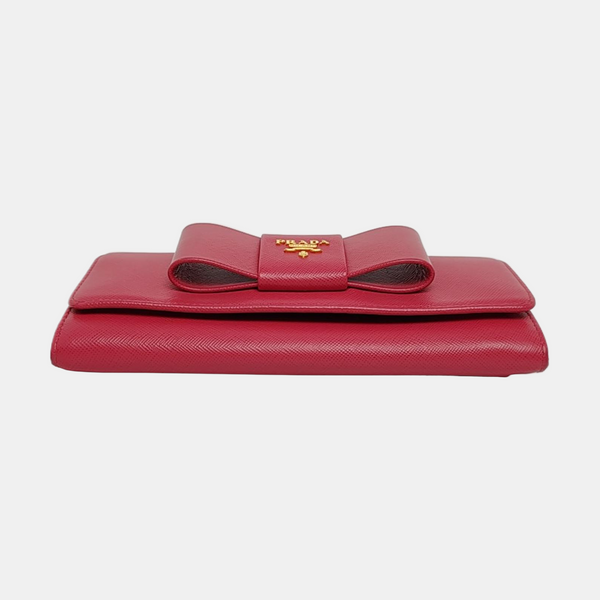 Fiocco Bow Calfskin Pink Wallet