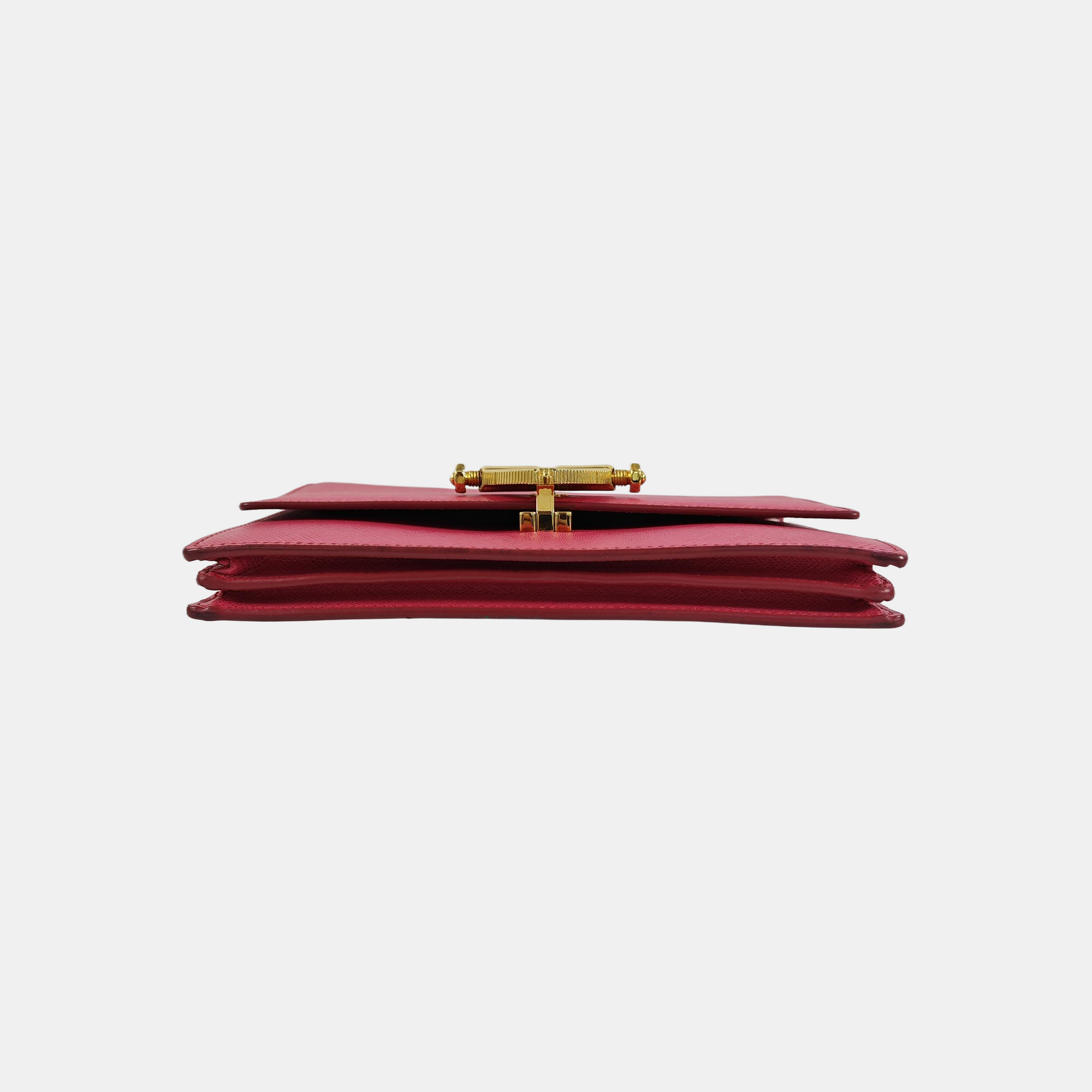 Saffiano Calfskin Shoulder Bag Mini Red