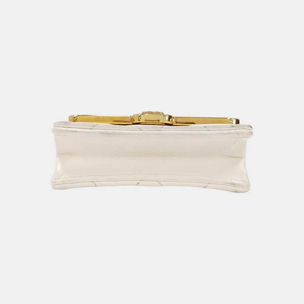 Quilted Lambskin Shoulder Bag White