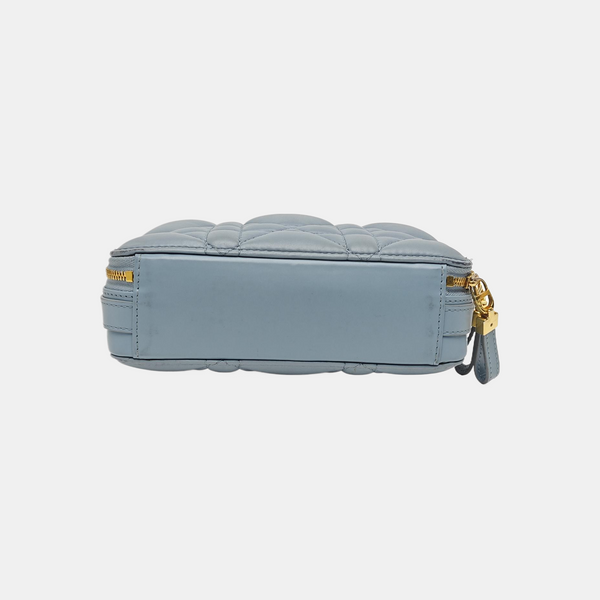 Cannage Calfskin Shoulder Bag Blue