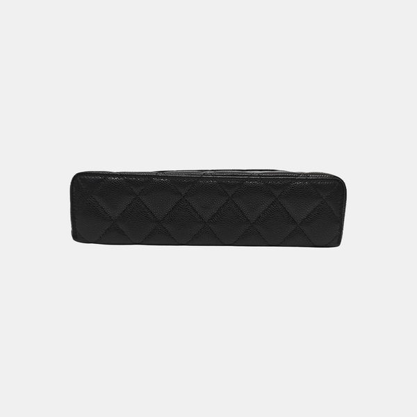 Quilted Grained Calfskin Shoulder Bag Black