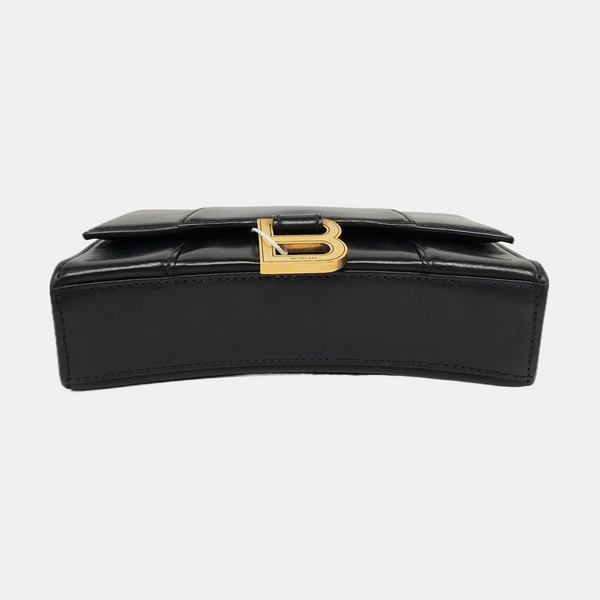 Hourglass Wallet On Chain Mini Calfskin Black