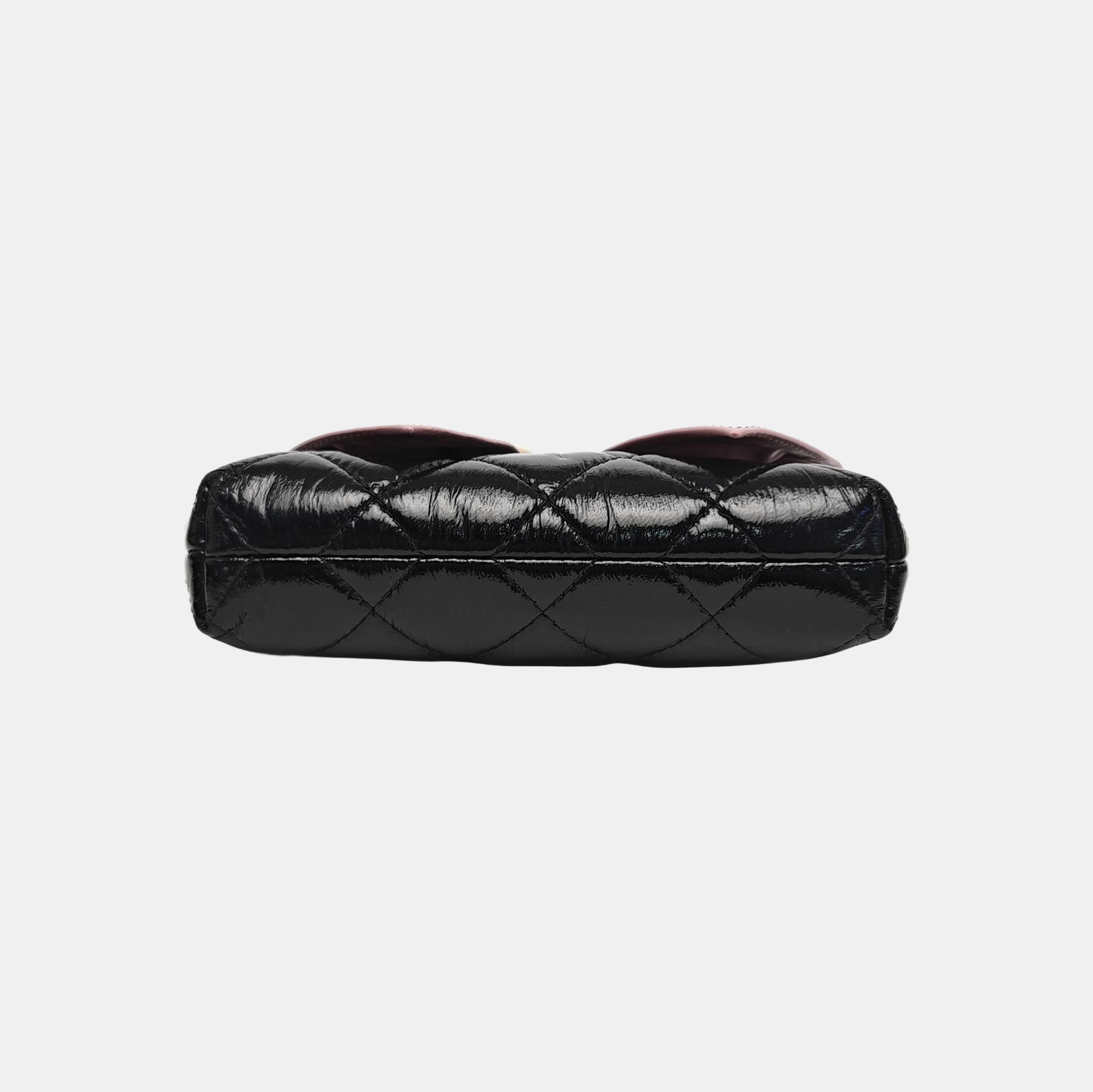 Quilted Patent Leather Shoulder Bag Black