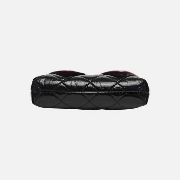 Quilted Patent Leather Shoulder Bag Black