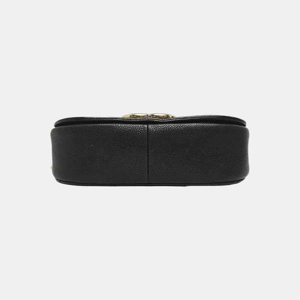Quilted Grained Calfskin Shoulder Bag Black