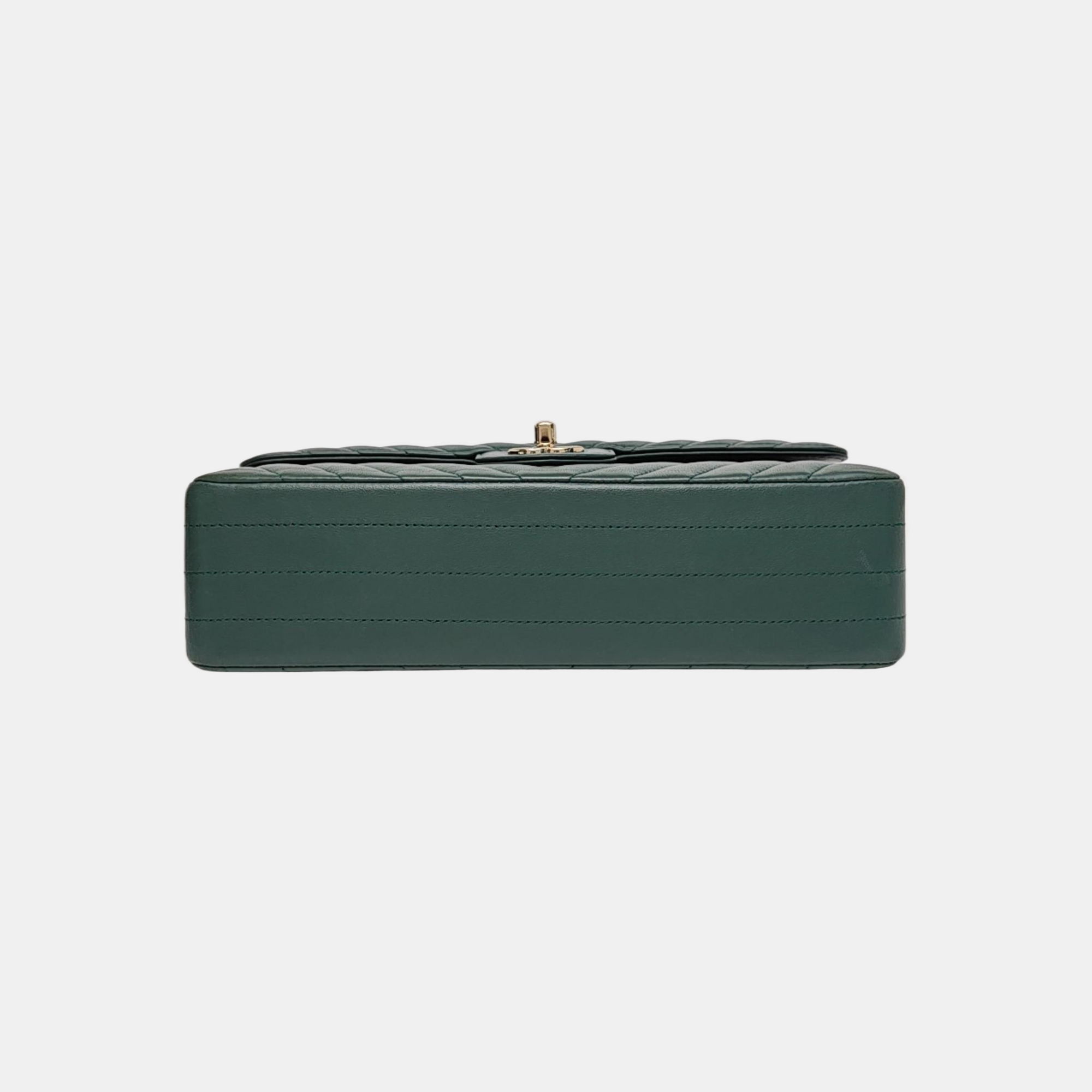 CLASSIC FLAP Small Chevron Calfskin Green