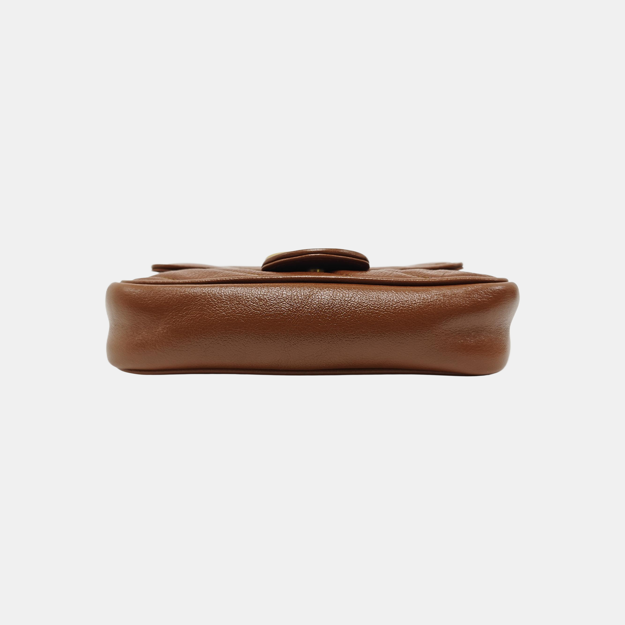 GG Marmont Mini Quilted Calfskin Brown