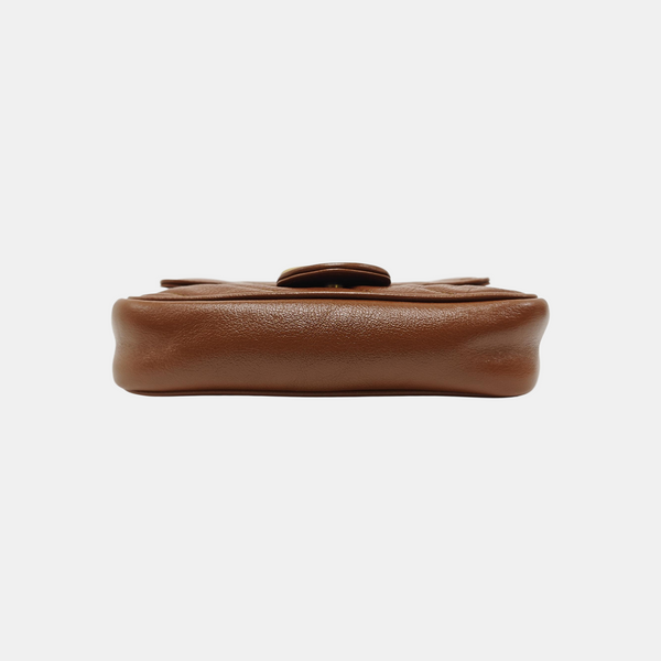 GG Marmont Mini Quilted Calfskin Brown