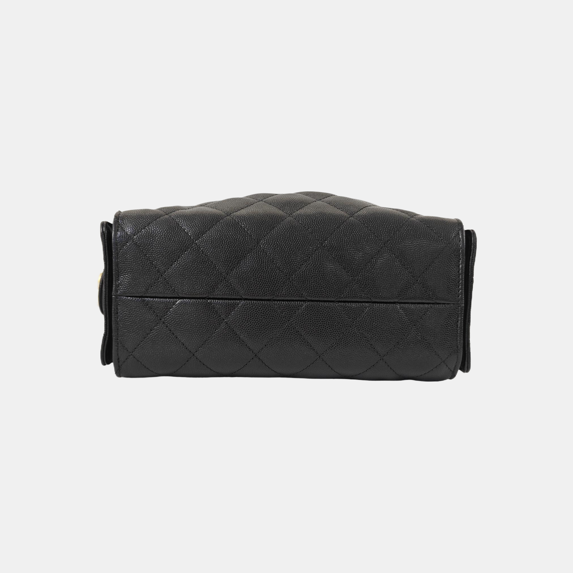 CHANEL 25 Mini Quilted Grained Calfskin Black