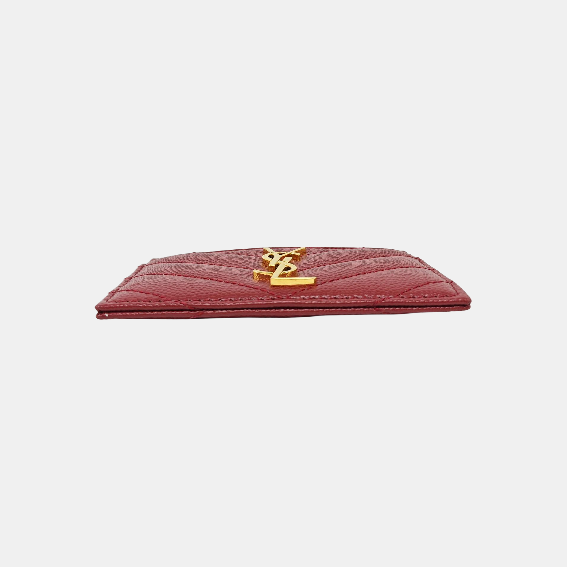 MONOGRAM Chevron Lambskin Red Card Holder